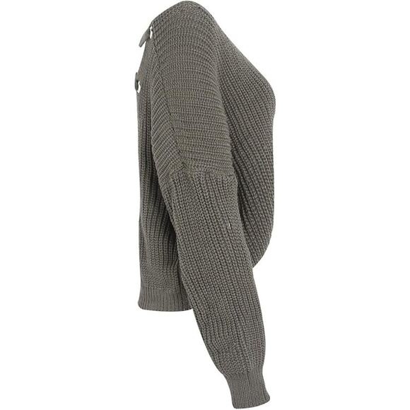 Oversized Lace Up Knit Pullover Sweater - Picture 7 of 10